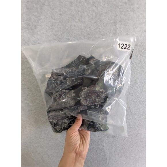 Lucky Brand Floral Top Women 1X Black Split V Neck 3/4 Sleeve Relax Fit Boho NWT - Picture 14 of 14